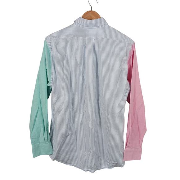 Vineyard Vine Mens Size M Button Up Pink and Green Sleeves Stripe Long Sleeves - Picture 2 of 10